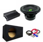 deaf bonce MF 12R D2 1200W RMS autós mélynyomó szett + Machete MFA-1.1500 erősítő + egyedi ház + 35 mm-es kábelkészlet