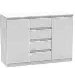 TEMPO KONDELA 2 Ajtós Komód 4 Fiókkal, Fehér, Hany New 010