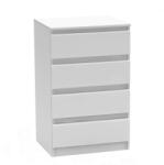 TEMPO KONDELA 4 Fiókos Komód, Fehér, Hany New 014 - fizz