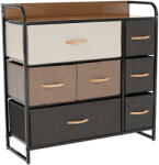TEMPO KONDELA Komód Szövet Fiókokkal, Bézs/Barna, Hazel Typ 3