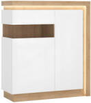 TEMPO KONDELA Komód Lyov04L, Tölgy Riviera/Fehér Extra Magasfényű, Leonardo