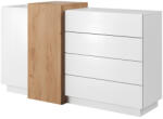 TEMPO KONDELA Komód 2D4S, Fehér/Tölgy Craft Arany, Trio