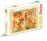 D-Toys Puzzle 1000 Piese, Alphonse Mucha - Fructe si Flori, D-toys (TOY-70074) Puzzle