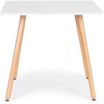 ModernHome Modern négyzet alakú fa konyhaasztal bükkfa lábakkal, 80x80 cm, fehér (KJSDT-01 80X80)