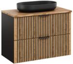 Comad Készlet szekrény Comad Xilo XILO BLACK WOTAN 82-80-D-2S, mosdótál Comad River 2 RIVER 2 BLACK MATT UN 55 ( E-6594 ), NATURE WOTAN 89-80-46 M (SETXILBNATWOTAN80CMUNRIVER)