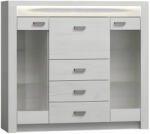 TEMPO KONDELA Vitrines Komód, Kőris Fehér, Infinity 08 - fizz