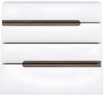 TEMPO KONDELA Komód, Fehér - Extra Magas Fényű Hg/Sonoma Tölgyfa, Lynatet 44 Típus