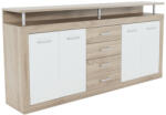 TEMPO KONDELA Komód, Sonoma Tölgyfa/Fehér, Juno - Jachim New