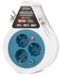 Entac Kábeldob 3 aljzat 10 méter 1, 5 mm2 vezetékkel fehér/kék Entac (AVI ESCRG3 10 3G1 5 MINI)