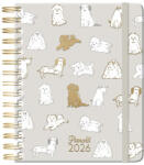 PLANALL Határidőnapló PLANALL Midi B/6 heti spirálos keményfedelű gumis doggo 2026 (21573) - papir-bolt