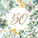 POL-MAK Happy Birthday 50 Floral Frame szalvéta 20 db-os 33x33 cm (PKK059320)