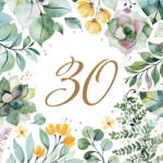 POL-MAK Happy Birthday 30 Floral Frame szalvéta 20 db-os 33x33 cm (PKK766199)