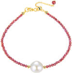 BeSpecial Bratara argint 925 placata cu aur 14K cu perle naturale si granat natural (BRR97)