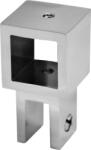 DualHardware CUBE állítható üvegrögzítő átmenő furattal, 19 × 19 mm-es négyzetes csőhöz, 8 mm-es üveghez, fényes króm