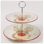 Yala Rudolf rénszarvasos karácsonyi kerámia emeletes süteményestál / kínáló (Q172929)