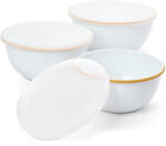 Tchibo - 3 zománcozott tálaló- és keverőtál fedéllel - fehér