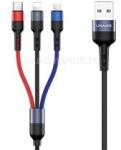 USAMS U26 adatkábel 3in1 (USB - lightning/Type-C/microUSB, 2A, gyorstöltő, 35cm) FEKETE (SJ410USB01) (SJ410USB01)