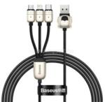 Baseus YEAR OF THE TIGER adatkábel 3in1 (USB - lightning/microUSB/Type-C, 3.5A, 120cm) FEKETE (CASX010001) (CASX010001)