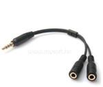 Gigapack Audió adapter kábel (elosztó, 2 3.5mm jack aljzat - 3.5mm jack, 10cm) FEKETE (GP-68795) (GP-68795)