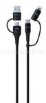 DEVIA EXTREME adatkábel 4in1 (USB+Type-C - lightning+Type-C, 60W, PD gyorstöltő, 150cm, cipőfűző) FEKETE (ST351167) (ST351167) - mysoft