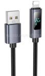 hoco. X112 adatkábel (USB - lightning, 2.4A, gyorstöltő, 100cm, LED kijelző, cipőfűző) FEKETE (HOCO_X112_USB_L_B) (HOCO_X112_USB_L_B)
