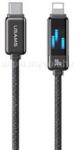 USAMS METEOR adatkábel (Type-C - lightning, 30W, PD gyorstöltő, 120cm, cipőfűző, LED kijelző) FEKETE (SJ743USB01) (SJ743USB01) - mysoft