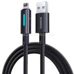 Baseus adatkábel (USB - lightning, 2.4A, PD gyorstöltő, 100cm, cipőfűző, törésgátló, LED kijelző) FEKETE (P10379003121-00) (P10379003121-00)