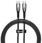 Baseus GLIMMER adatkábel (Type-C - Type-C, 5A, 100W, PD gyorstöltő, 100cm, törésgátló) FEKETE (CADH000701) (CADH000701)