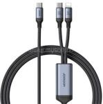 JOYROOM adatkábel 2in1 (Type-C - lightning/Type-C, 100W, gyorstöltő, 150cm, cipőfűző) FEKETE (JOYROOM_SA21-1T2) (JOYROOM_SA21-1T2)