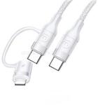 USAMS U31 adatkábel (Type-C - lightning/Type-C, 60W, PD gyorstöltő, 120cm) FEHÉR (SJ403USB02) (SJ403USB02)