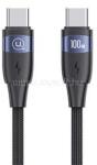 USAMS U85 adatkábel (Type-C - Type-C, 100W, PD gyorstöltő, 120cm, cipőfűző) FEKETE (SJ632USB01) (SJ632USB01) - mysoft