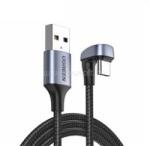 UGREEN US311 adatkábel és töltő (USB - Type-C, 3A, QC 3.0, 200cm, 180 fokos, cipőfűző minta) FEKETE (UGREEN_US311_200_/_70315) (UGREEN_US311_200_/_70315)