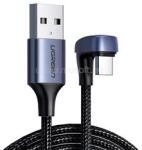 UGREEN US311 adatkábel (USB - Type-C, 3A, QC 3.0, 100W, 100cm, 180 fokos, cipőfűző) FEKETE (UGREEN_US311) (UGREEN_US311)