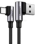 UGREEN adatkábel (USB - Type-C, 3A, gyorstöltő 3.0, 50cm, 90 fokos, cipőfűző) FEKETE (UGREEN_US176) (UGREEN_US176)
