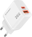Techsuit - Duonix20W (CH2) Fali töltő - Type-C, USB, Kettős Utazó Töltő 20W - Fehér