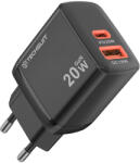 Techsuit Falitöltő Techsuit Duonix20W (CH2) - Type-C, USB, Dual Travel Charger 20W - Fekete