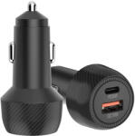 Techsuit Car Charger Techsuit CarbonVolt (C7) - Gyors töltés 48W, USB, Type-C, QC3.0 18W, PD30W - Fekete