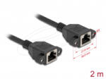 Delock Hálózat bővítő kábel S/FTP RJ45 anya - RJ45 anya Cat. 6A, 2 m fekete (90785) (90785)