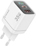 Techsuit Fali töltő Techsuit - LEDChargX (CH3) - Type-C, USB, GaN Technológia, Gyors töltés, LED kijelző, PD35W - Fehér