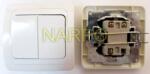  Intrerupator ST dublu, incastrat, ceramica, rama inclusa, alb (DENI277)