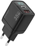 Techsuit Fali Töltő Techsuit LEDChargX (CH3) - Type-C, USB, GaN Technology, Gyors Töltés, LED Kijelző, PD35W - Fekete