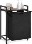 Vasagle Kihúzható Szennyeskosár, Polccal, Rusztikus Barna-fekete