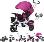  Teno® Gyermek háromkerekű kerékpár, baldachin UV védelemmel, állítható háttámla az alvási pozícióhoz, lábtartók, pedálok, kormány, összecsukható, tárolókosarak, rózsaszínű