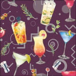 Ambiente Cocktail Party Aubergine Papírszalvéta 33X33cm, 20db-os - fizz