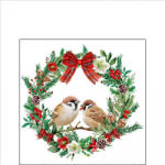 Ambiente Sparrows In Wreath Papírszalvéta 25X25cm, 20db-os