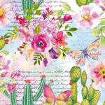 Ambiente Roses & Cacti Papírszalvéta 33X33cm, 20db-os - fizz