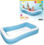 Intex 58484 / Bestway 54009 Deluxe 305 x 183 x 56 cm nagy családi kerti felfújható pancsoló medence 3 légkamrával, 999L űrtartalommal (kék-fehér) (Bestway_54009_Deluxe_305_183_56_pancsolo_medence)