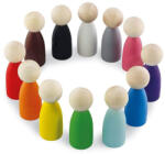 ULANIK Set educațional Ulanik Montessori jucărie din lemn Peg Dolls 12 buc