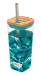 Quokka Üveg utazó bögre szívószállal Liquid Cube Water Flowers 540 ml (8412497400607)
