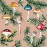 Ambiente Mushroom Ornaments Terracotta Papírszalvéta 33X33cm, 20db-os - fizz